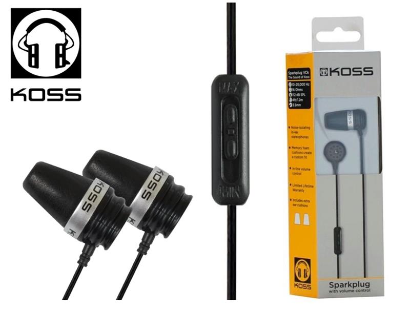 Навушники In-ear Koss Spark Plug 3.5 mini-jack, Mic, Чорний