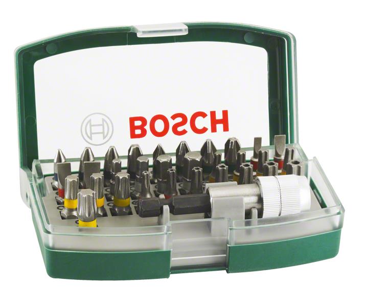 Біти Bosch Professional магнітний бітотримач, SL,PH,PZ,H,T,TT, 25мм, кейс, набір 32шт
