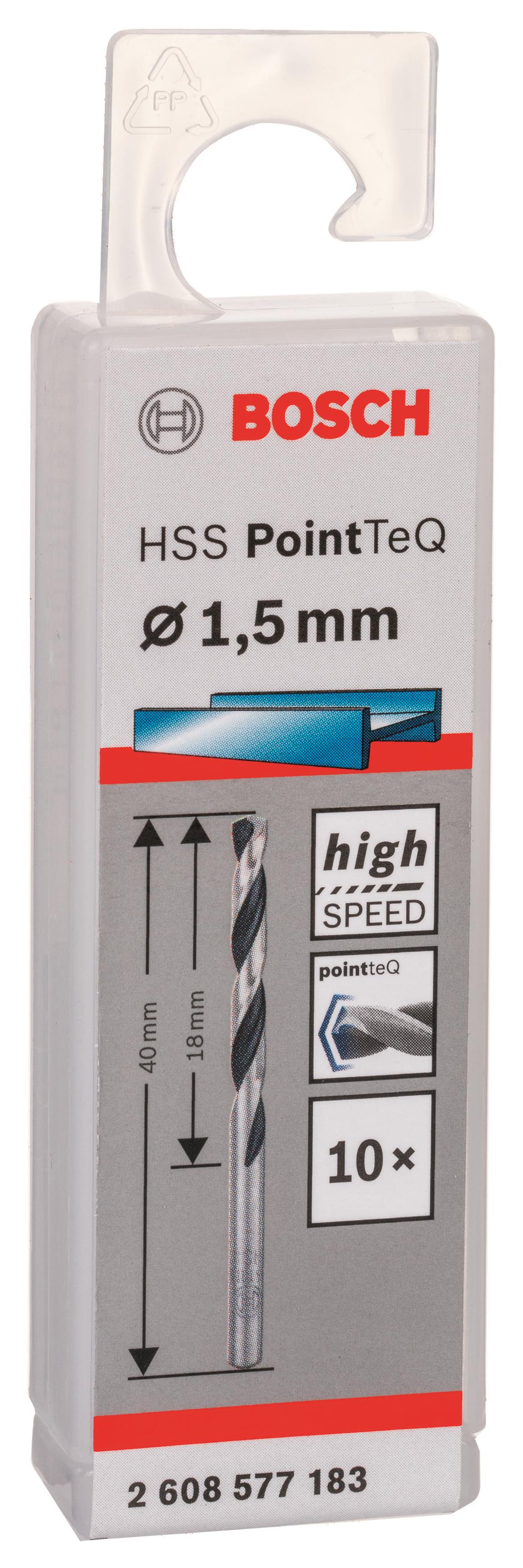Свердло по металу Bosch Professional HSS-PointTeQ, 1.5х18х40мм, 10шт