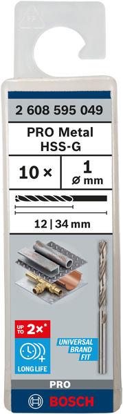 Свердло Bosch Professional HSS-G по металу, 1мм, 10шт