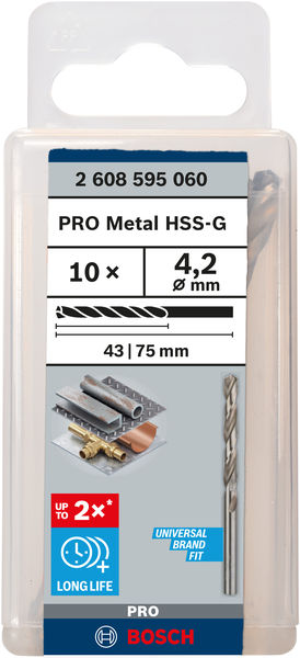 Свердло Bosch Professional HSS-G по металу, 4.2мм, 10шт