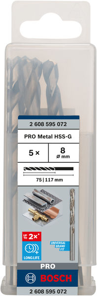 Свердло Bosch Professional HSS-G по металу, 8мм, 5шт