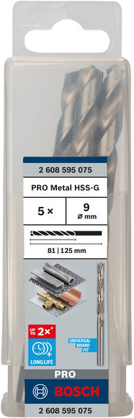 Свердло Bosch Professional HSS-G по металу, 9мм, 5шт