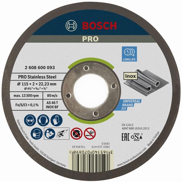 Диск відрізний Bosch Professional для нержавіючої сталі 115x2x22.23мм