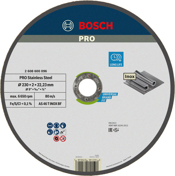 Диск відрізний Bosch Professional Expert для нержавіючої сталі, 230х22.23мм