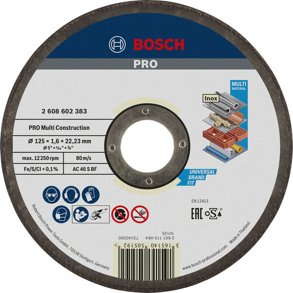 Диск відрізний Bosch Professional Multi Construction прямий 125х1.6мм