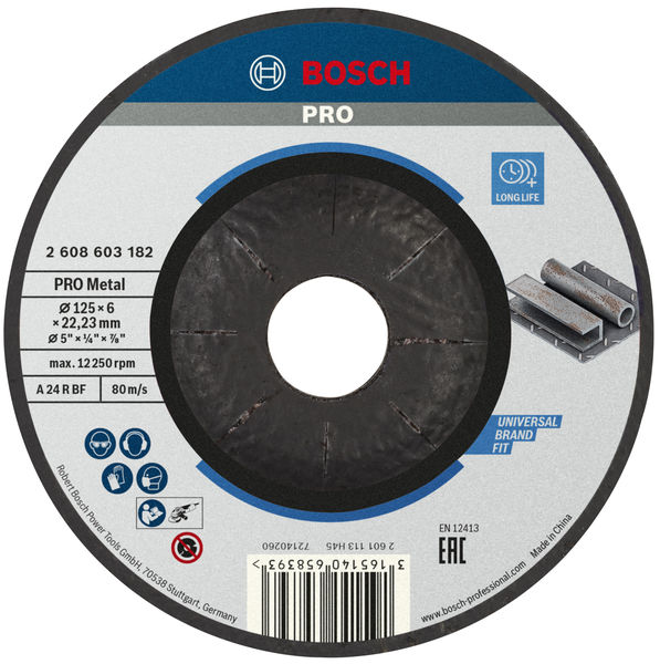 Диск зачисний Bosch Professional Standard for Metal 125х6мм, обдирний, опуклої форми