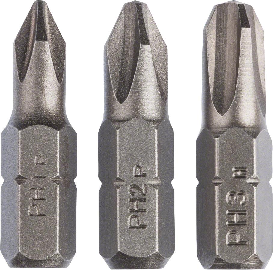 Біти Bosch PH1, PH2, PH3, 25мм набір 3шт