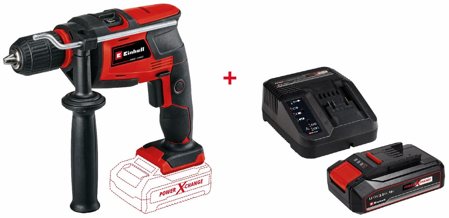 Дрель ударная Einhell TC-ID 18 Li Kit 2.5 Ah, аккум. 2,5 Ач, 0-1200 об/мин, 2,2 Дж, кейс