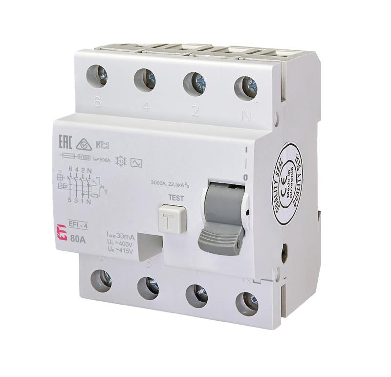 Реле диференційне (ПЗВ) EFI-4 80/0,03 тип AC (10kA)