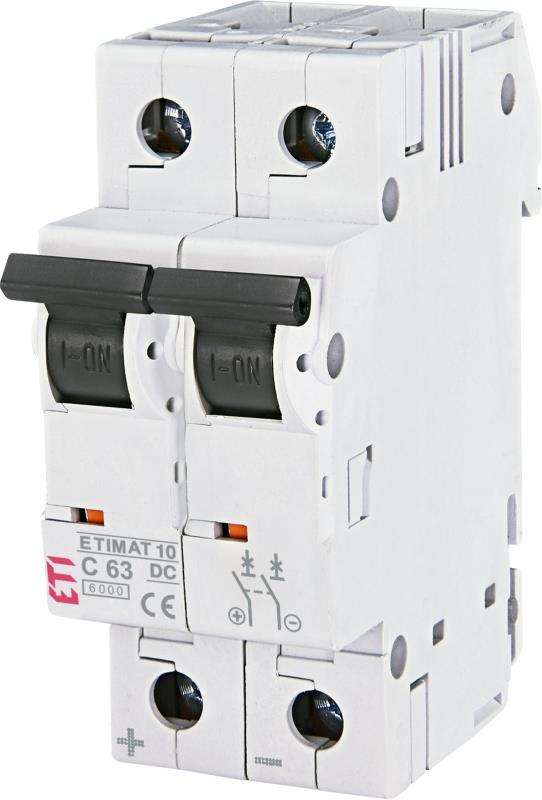 Автоматичний вимикач ETI, ETIMAT 10 DC 2p C 63A (6 kA)