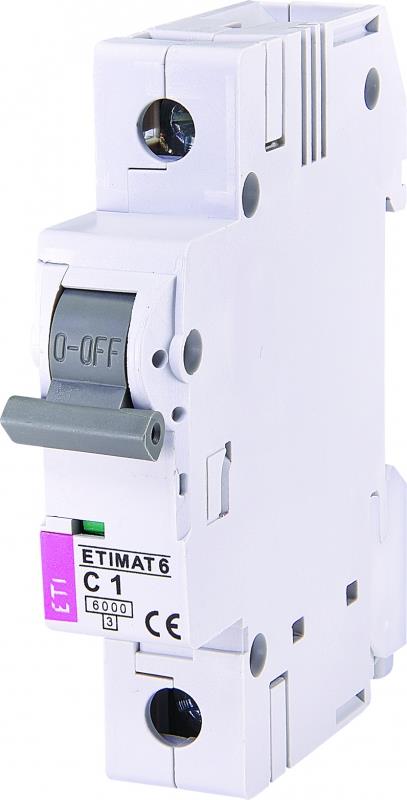 Автоматичний вимикач ETI, ETIMAT 6 1p C 1A (6kA)