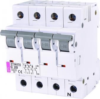 Автоматичний вимикач ETI, ETIMAT 6 3p+N C 20А (6 kA)