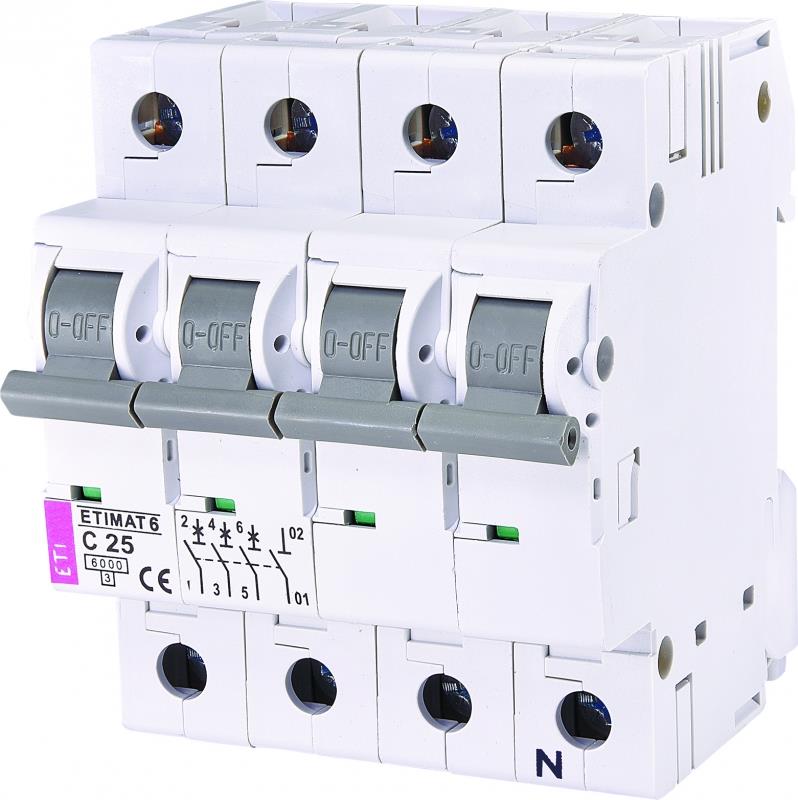 Автоматичний вимикач ETI, ETIMAT 6 3p+N C 25А (6 kA)