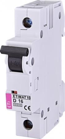 Автоматичний вимикач ETI, ETIMAT 10 1p D 16А (10 kA)