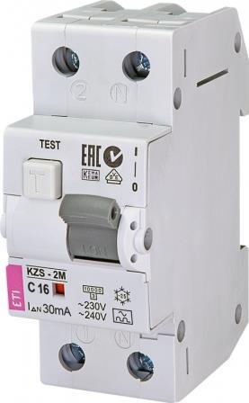 Диференційний автоматичний вимикач ETI, KZS-2M C 16/0,03 тип A (10kA)