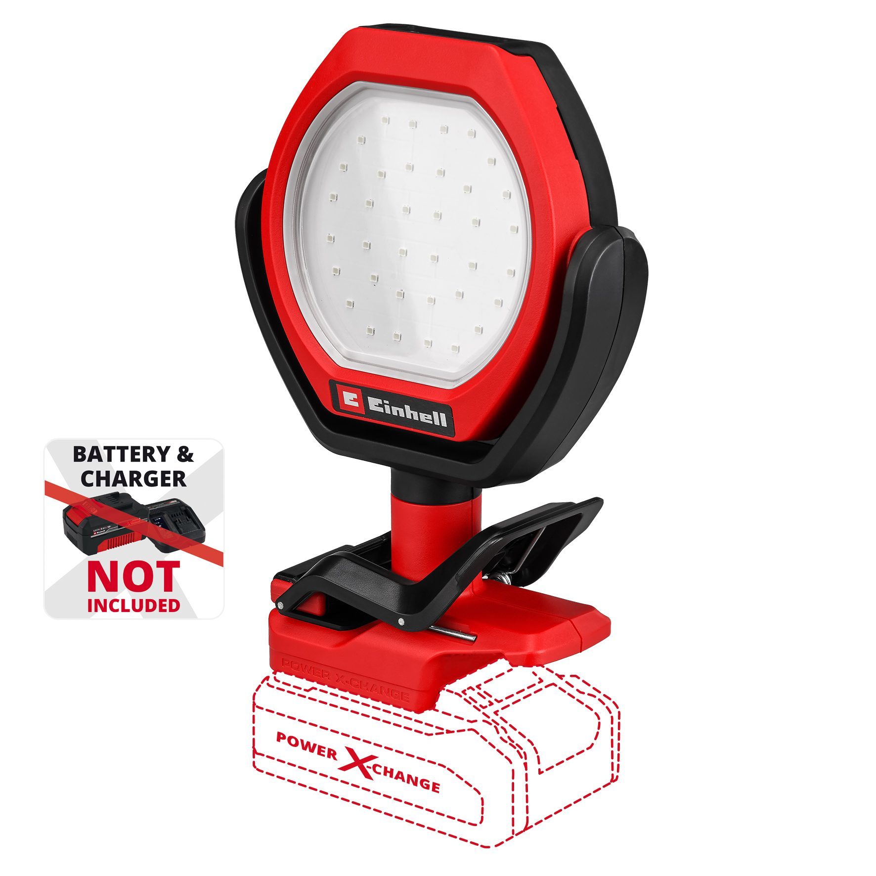 Лампа акумуляторна Einhell GC-OL 18/1500 Li - Solo, PXC, 18В, 36 LED, 1500лм, 7000 К, 3 режими яскравотсі, 0.45кг без АКБ та ЗП