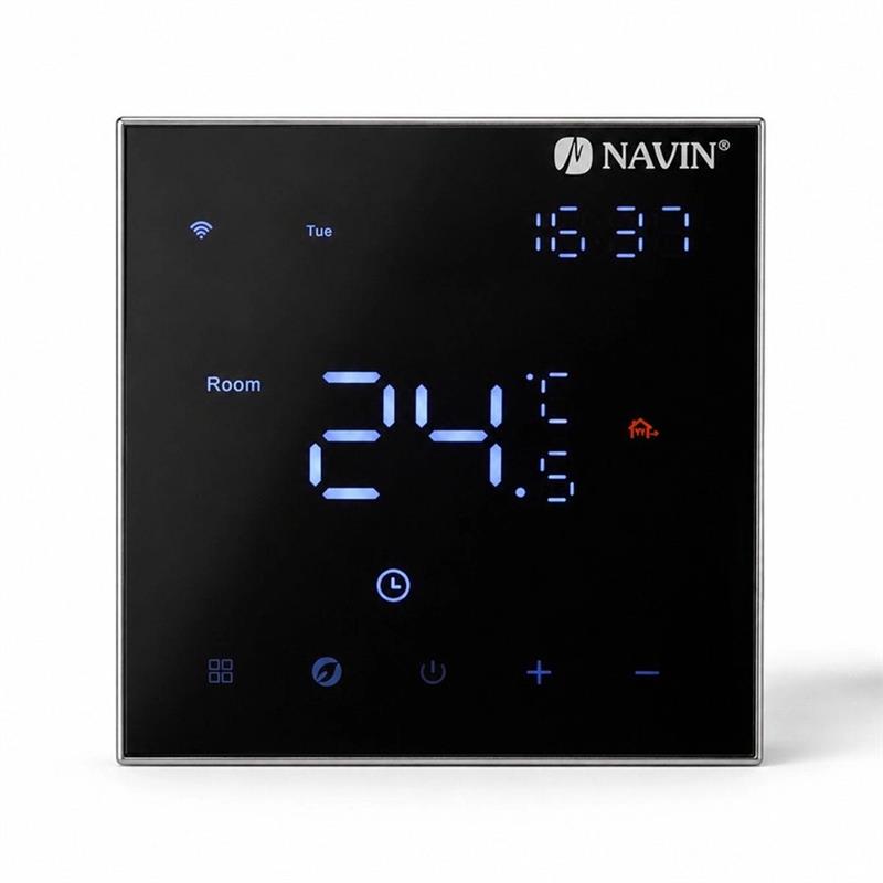 Терморегулятор Navin EH602 B-16A 5...45 °C для теплої підлоги електронний Wi-Fi Tuya Smart Life вбудований дротовий датчик 16A 230В чорний