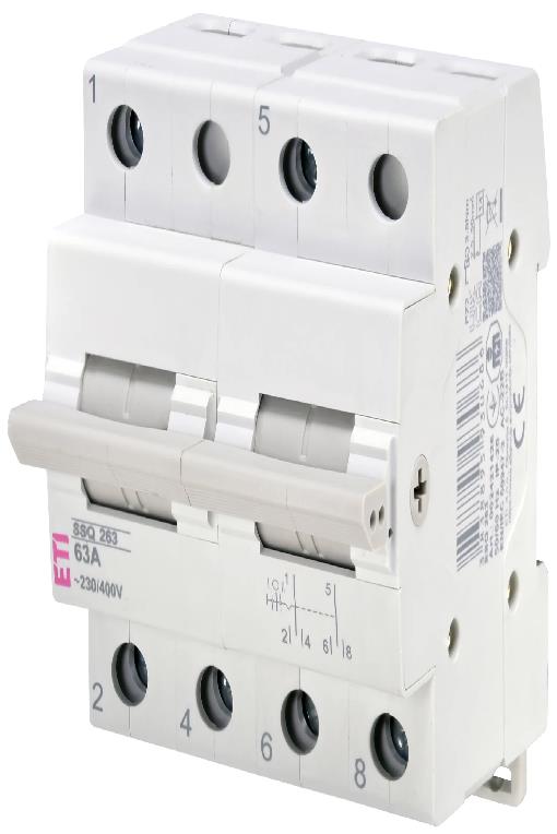 Перемикач навантаження ETI, SSQ 263 "1-0-2", 2p 63A