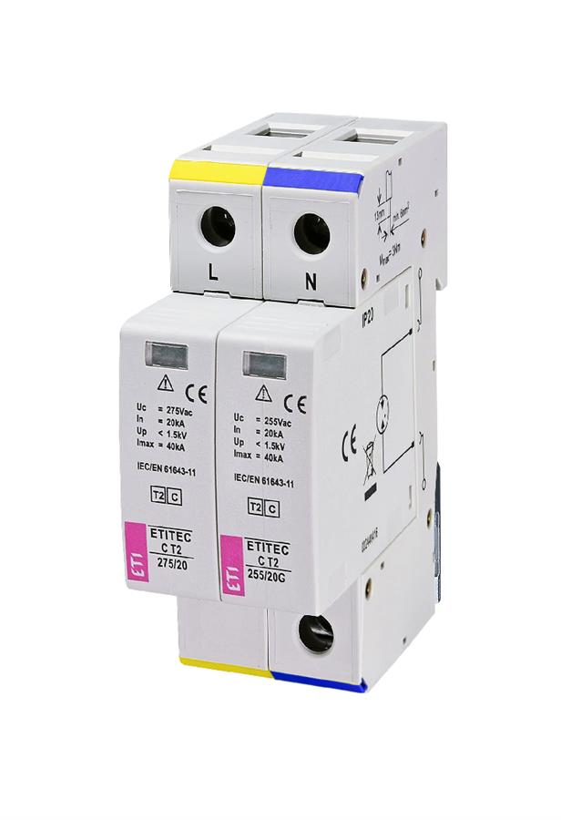 Обмежувач перенапруги ETITEC C T2 275/20 (1+1) 2p