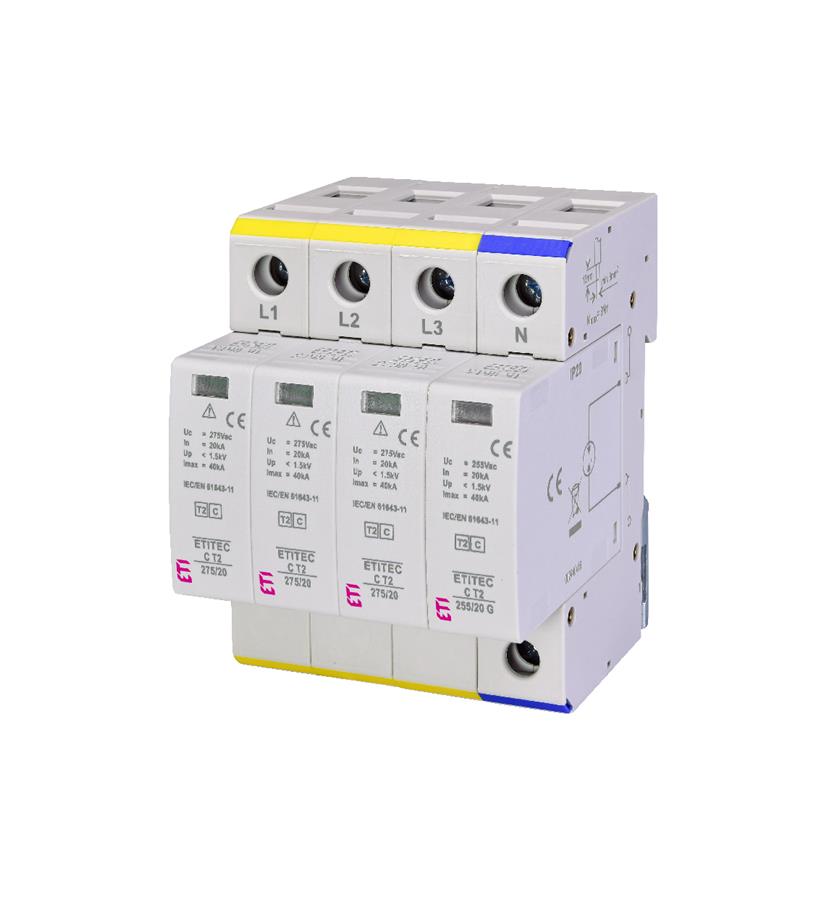 Обмежувач перенапруги ETI, ETITEC C T2 275/20 (3+1) 4p