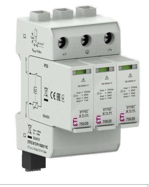 Обмежувач перенапруги ETI, ETITEC M T2 PV 1100/20 Y (для PV систем)