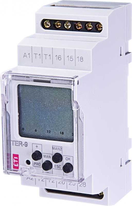 Багатофункціональний цифровий термостат+цифровий таймер ETI, TER-9 24V AC/DC (2x16A, AC1)