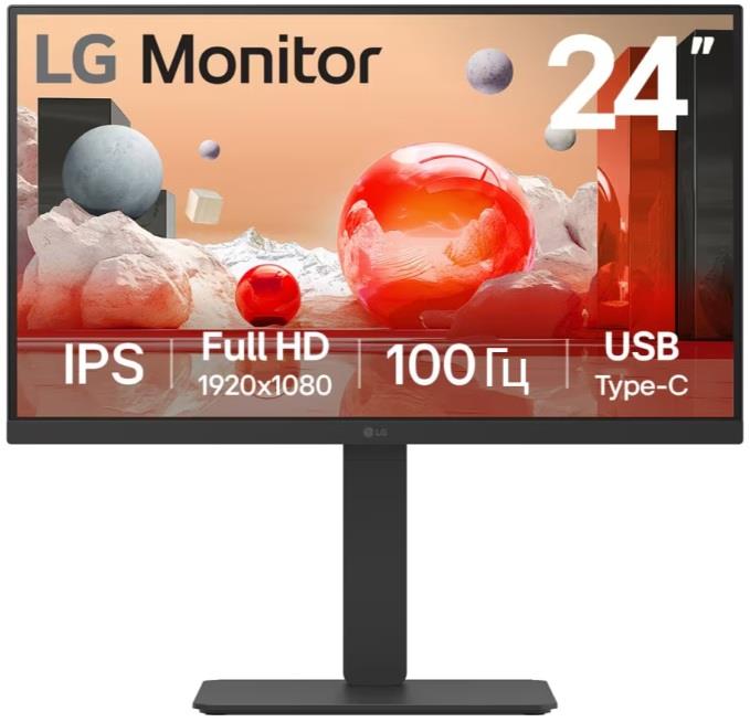 Монітор LG 23.8" 24BA650-B HDMI, 2xDP, USB-C, MM, IPS, 100Hz, Pivot