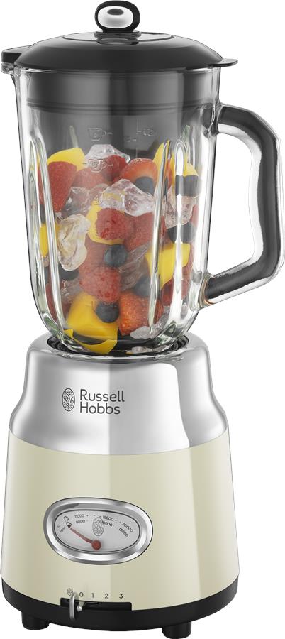 Блендер Russell Hobbs 25192-56 Retro, 800 Вт, 3 скорости, шкала оборотов в минуту, Кремовый