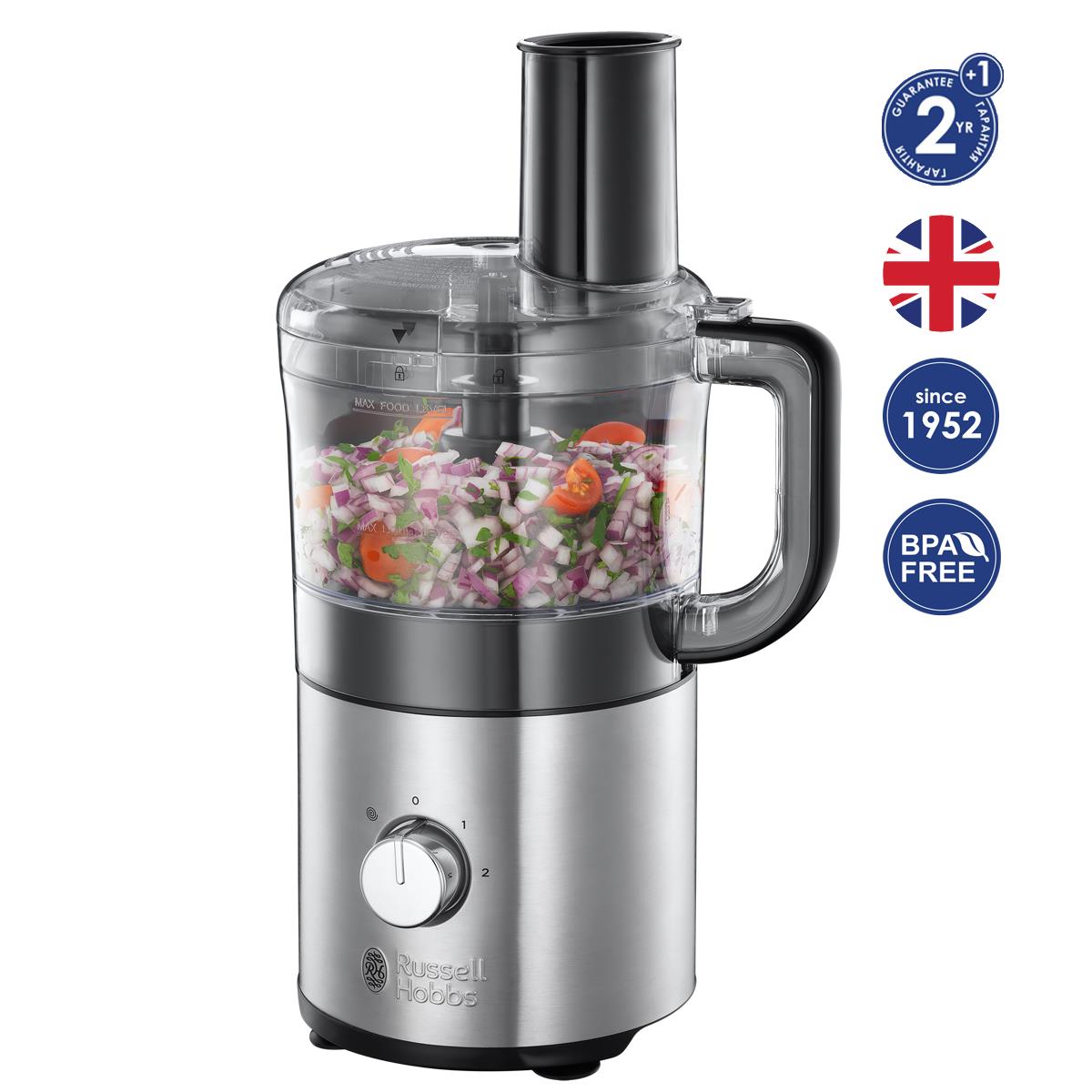 Кухонный комбайн Russell Hobbs 25280-56 Compact Home, 500Вт, 1,9л, нержавеющая сталь