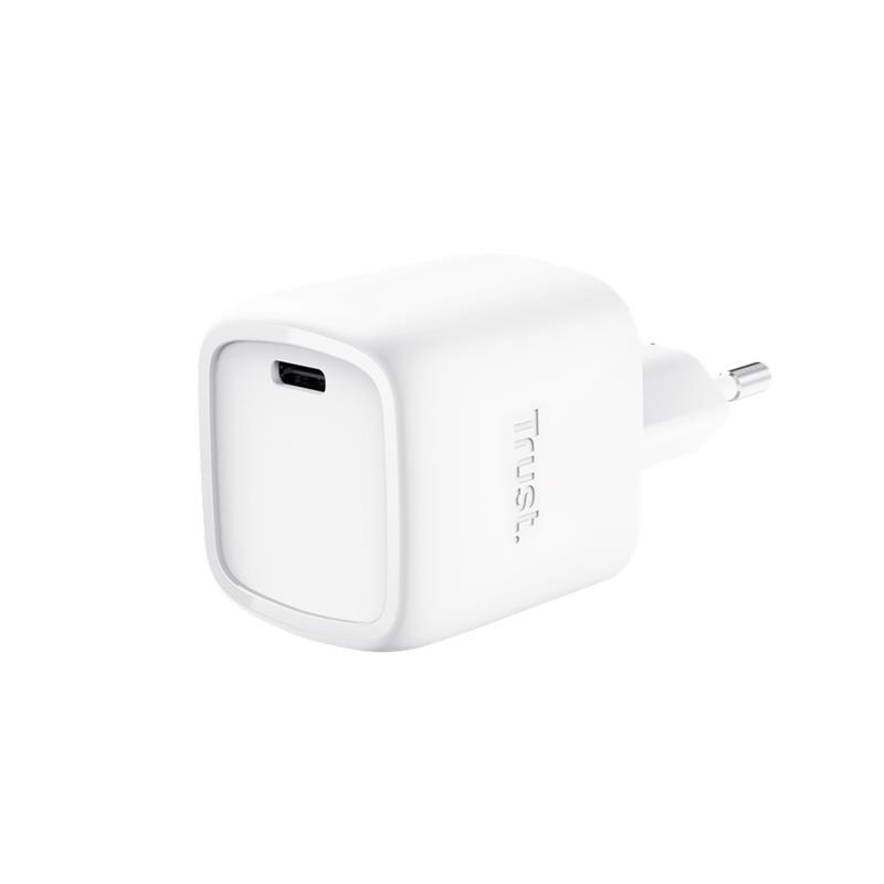 Зарядний пристрій мережевий Trust Maxo 30Вт, GaN, USB-C, PD/PPS, білий