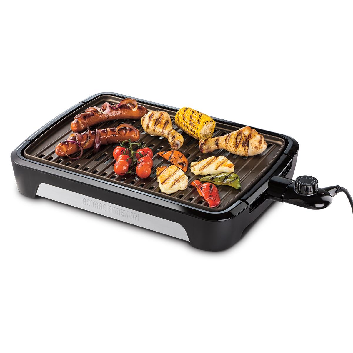 Гриль George Foreman 25850-56 Smokeless BBQ Grill, 1606 Вт, титаное напыление пластин, черный