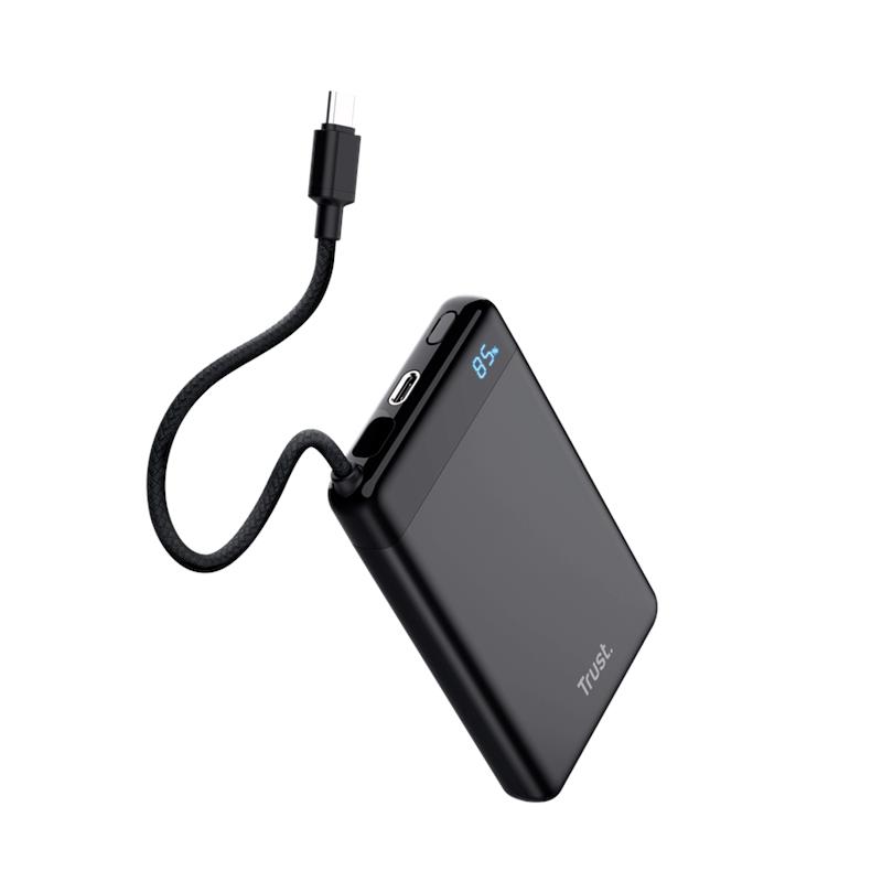 Акумулятор портативний літій-іонний power bank Trust Fiera, 10000мА·год, 2хUSB-C, 20W, PD/QC 3.0, чорний