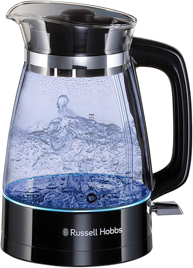 Чайник Russell Hobbs 26080-70 Hourglass, 2400 Вт, 1,7 л, стеклянный чайник, подсветка, черный