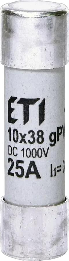 Запобіжник ETI, CH 10x38 gPV 25A 1000V (30kA)