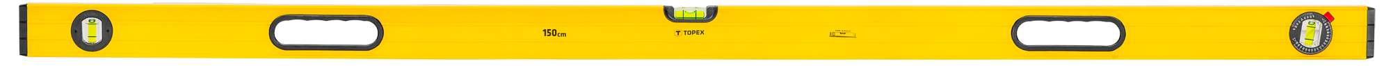 Рівень TOPEX тип 600, 150см, 3 капсули, алюмінієвий, отвори для руки