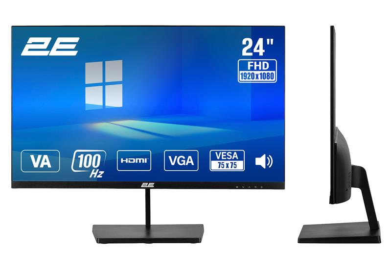 Монітор 2E 23.8" B2425B D-Sub, HDMI, MM, VA, 100Hz, FreeSync