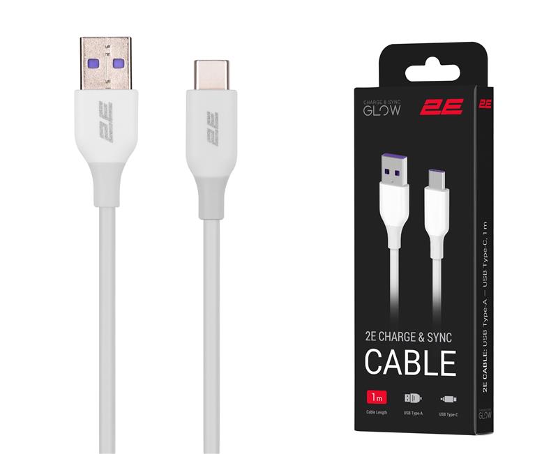 Кабель 2E USB-A > USB-C заряджання/синхронізації 15Вт, 1м, білий