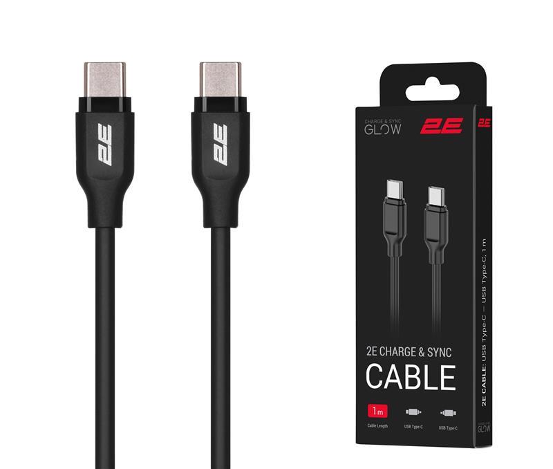 Кабель 2E USB-C > USB-C заряджання/синхронізації 60Вт PD, 2м, чорний