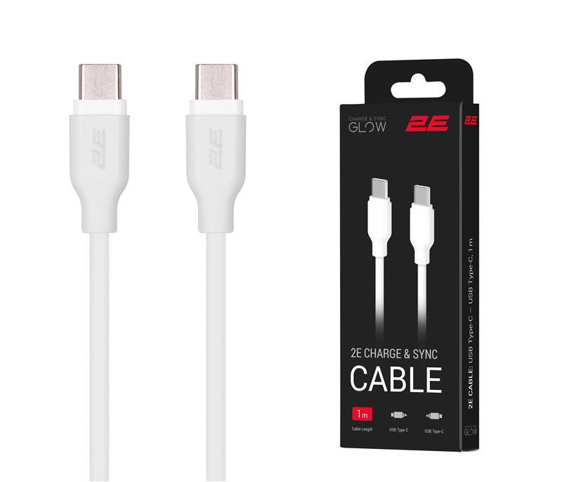 Кабель 2E USB-C > USB-C заряджання/синхронізації 60Вт PD, 2м, білий