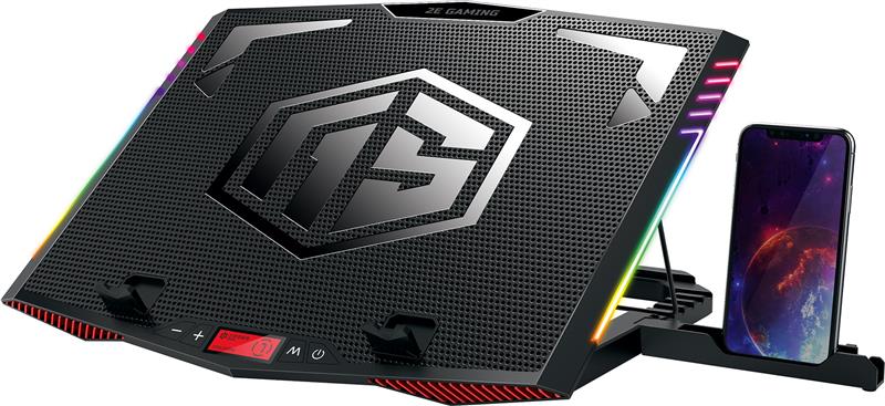 Підставка для ноутбука 2E GAMING CPG-005, до 17.3", 2xUSB-A, LCD/phone holder, RGB, чорний