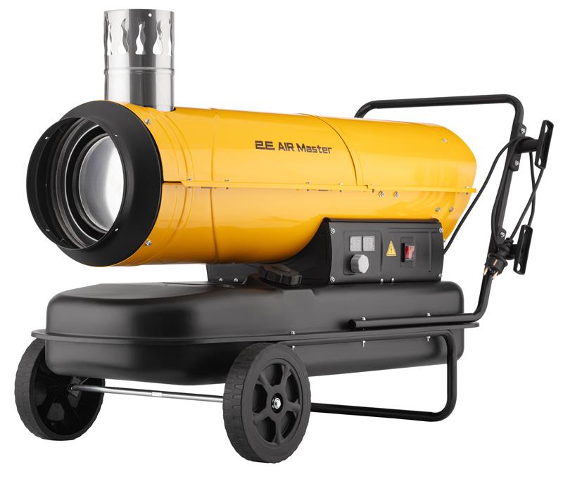 Теплова гармата дизель/гас 2E PowerHeat D30i, непрямого нагріву, 30кВт, 400м2, 780м3/год, колеса, IPX4, жовтий, 34.4кг