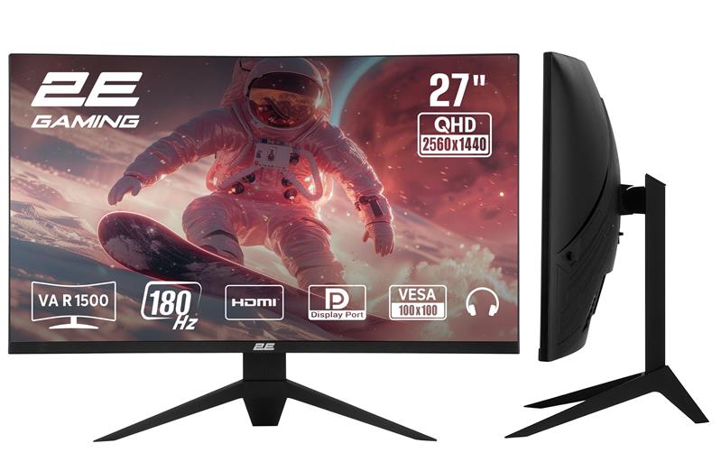 Монітор 2E GAMING 27" G2725BV HDMI, DP, VA, 2560x1440, 180Hz, 1ms, CURVED, FreeSync