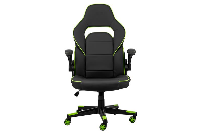 Крісло 2E GAMING HEBI, ПУ шкіра, Foldable Armrests, чорно-зелений