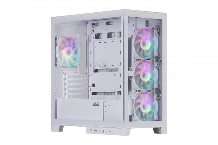 Корпус 2E GAMING Fantom GK701W без БЖ 2xUSB3.0, 1xUSBType-C, 4x120мм ARGB, VGA 400мм, LCS ready, контролер з пультом, TG Side/Front Panel, mATX, білий