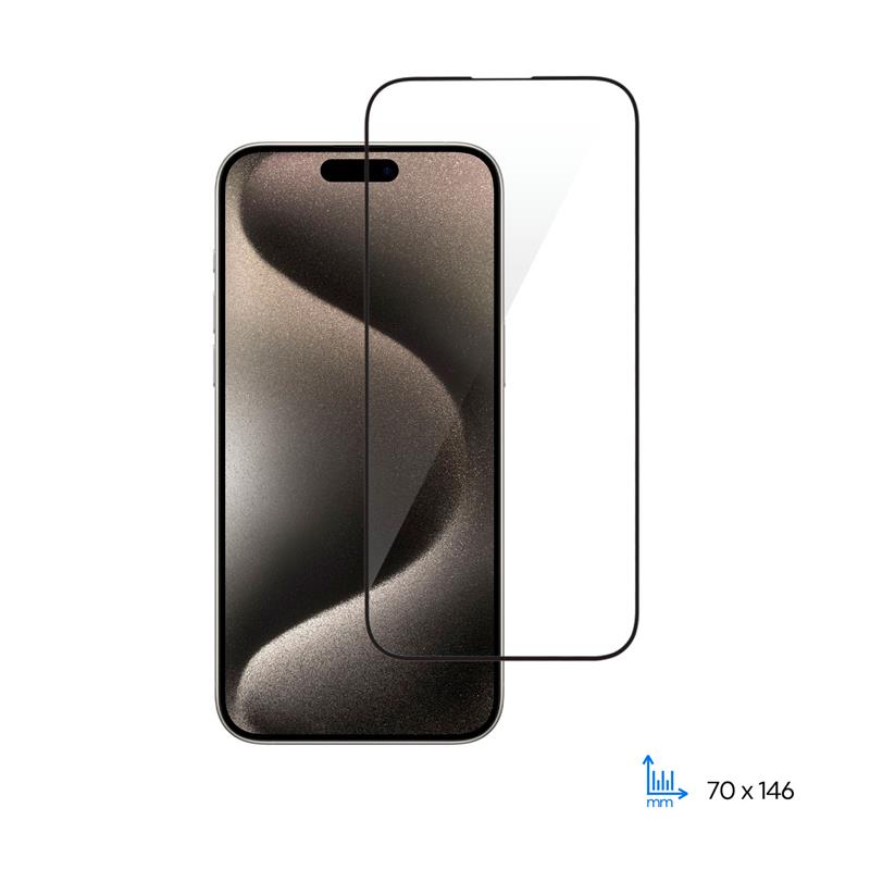 Захисне скло 2E для iPhone 15 Pro, 2.5D FCFG, (1 Pack), чорна рамка