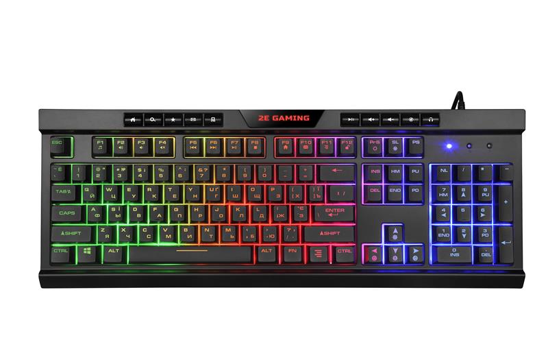 Клавіатура мембранна 2E GAMING KG300 114key, USB-A, EN/UA, LED, чорний