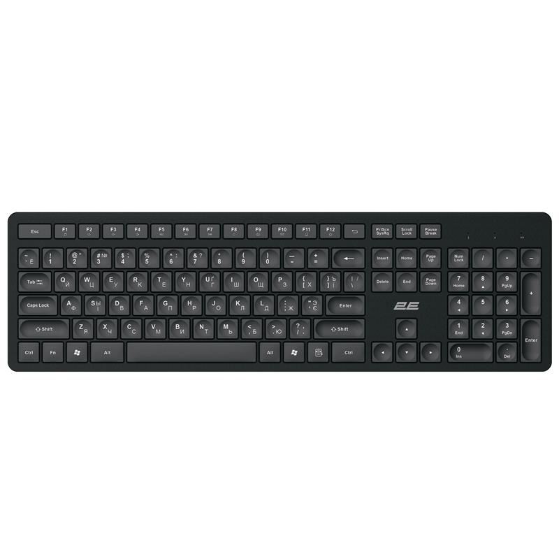 Клавіатура мембранна 2E KS260 106key, WL, EN/UK/RU, чорний