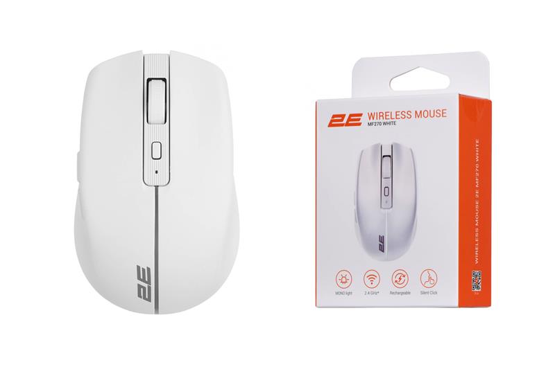 Миша 2E MF270 Rechargeable, White LED, WL, білий