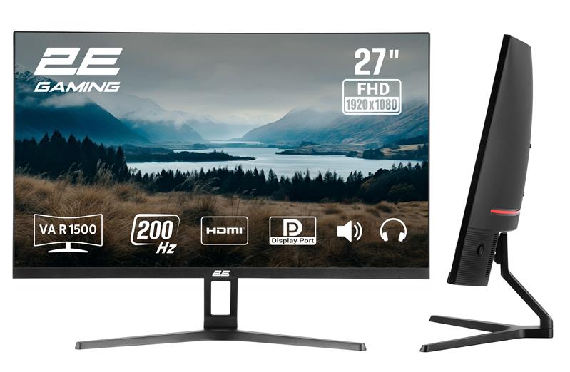 Монітор 2E GAMING 27" R2726B HDMI, DP, MM, VA, 200Hz, 1ms, CURVED, FreeSync